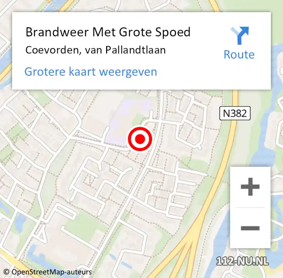 Locatie op kaart van de 112 melding: Brandweer Met Grote Spoed Naar Coevorden, van Pallandtlaan op 1 januari 2023 04:16