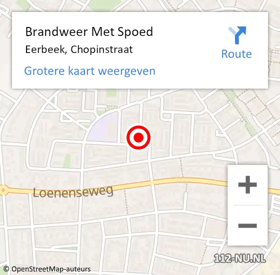 Locatie op kaart van de 112 melding: Brandweer Met Spoed Naar Eerbeek, Chopinstraat op 1 januari 2023 04:20