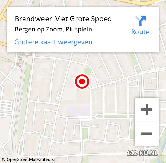 Locatie op kaart van de 112 melding: Brandweer Met Grote Spoed Naar Bergen op Zoom, Piusplein op 1 januari 2023 04:25