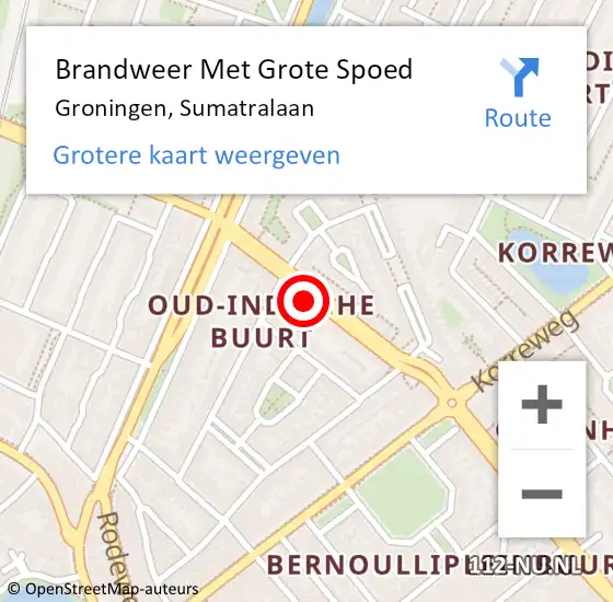 Locatie op kaart van de 112 melding: Brandweer Met Grote Spoed Naar Groningen, Sumatralaan op 1 januari 2023 04:29