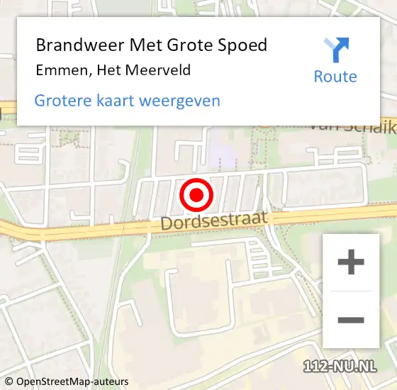 Locatie op kaart van de 112 melding: Brandweer Met Grote Spoed Naar Emmen, Het Meerveld op 1 januari 2023 04:40