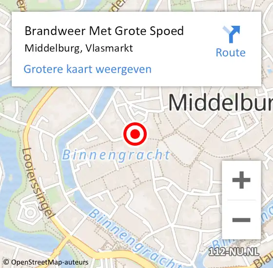 Locatie op kaart van de 112 melding: Brandweer Met Grote Spoed Naar Middelburg, Vlasmarkt op 1 januari 2023 04:52