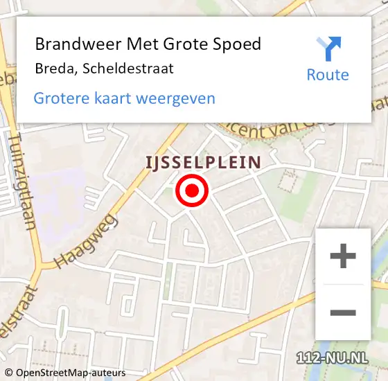 Locatie op kaart van de 112 melding: Brandweer Met Grote Spoed Naar Breda, Scheldestraat op 1 januari 2023 05:08