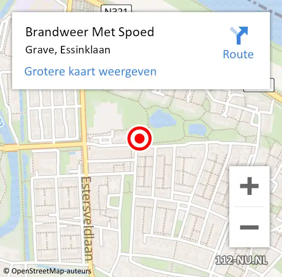 Locatie op kaart van de 112 melding: Brandweer Met Spoed Naar Grave, Essinklaan op 1 januari 2023 05:13