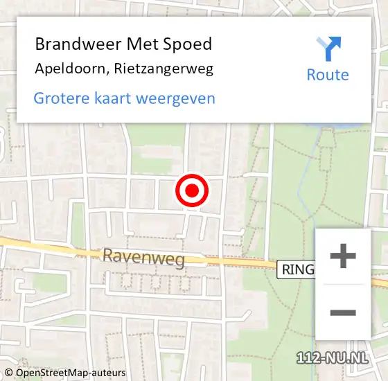 Locatie op kaart van de 112 melding: Brandweer Met Spoed Naar Apeldoorn, Rietzangerweg op 1 januari 2023 05:13