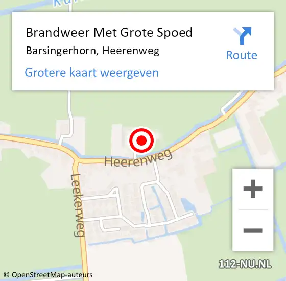 Locatie op kaart van de 112 melding: Brandweer Met Grote Spoed Naar Barsingerhorn, Heerenweg op 1 januari 2023 05:16
