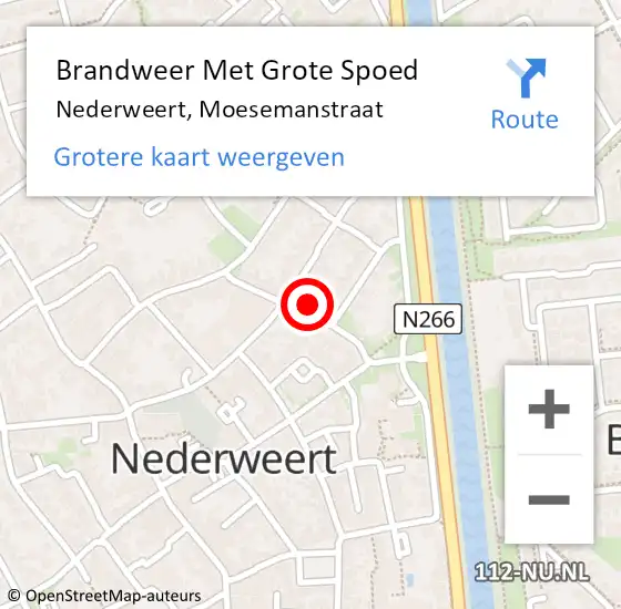 Locatie op kaart van de 112 melding: Brandweer Met Grote Spoed Naar Nederweert, Moesemanstraat op 1 januari 2023 05:31