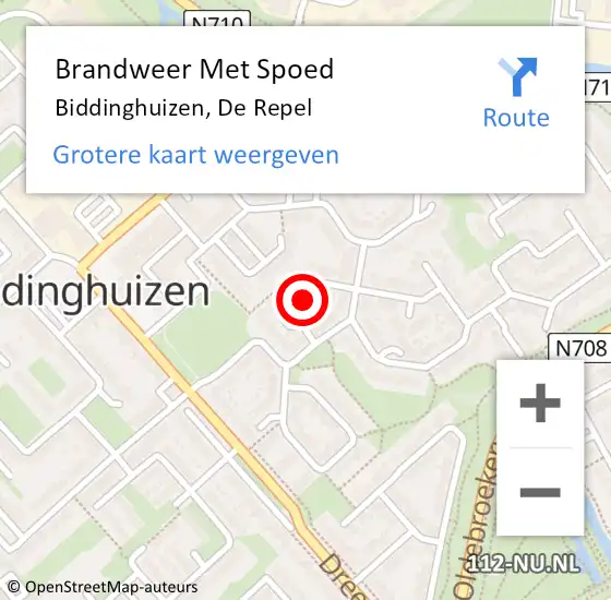 Locatie op kaart van de 112 melding: Brandweer Met Spoed Naar Biddinghuizen, De Repel op 1 januari 2023 05:36