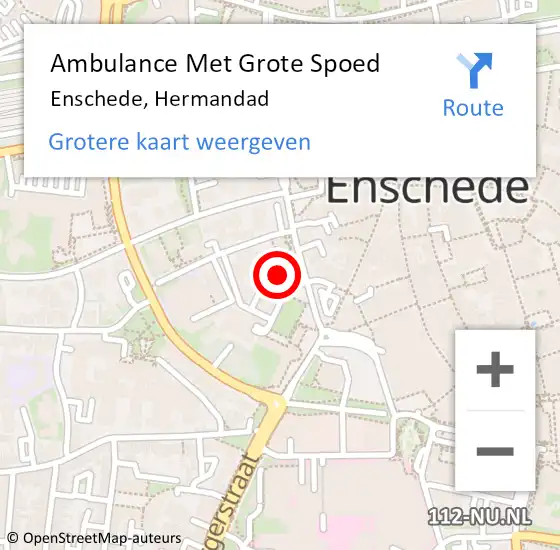 Locatie op kaart van de 112 melding: Ambulance Met Grote Spoed Naar Enschede, Hermandad op 1 januari 2023 05:51