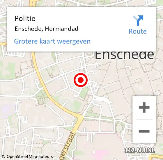 Locatie op kaart van de 112 melding: Politie Enschede, Hermandad op 1 januari 2023 05:51