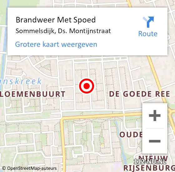 Locatie op kaart van de 112 melding: Brandweer Met Spoed Naar Sommelsdijk, Ds. Montijnstraat op 1 januari 2023 05:59