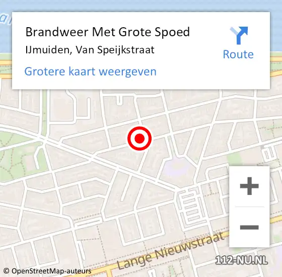 Locatie op kaart van de 112 melding: Brandweer Met Grote Spoed Naar IJmuiden, Van Speijkstraat op 1 januari 2023 06:06