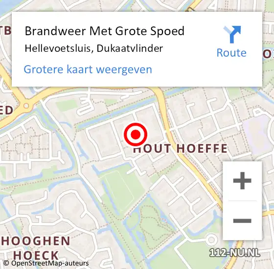 Locatie op kaart van de 112 melding: Brandweer Met Grote Spoed Naar Hellevoetsluis, Dukaatvlinder op 1 januari 2023 06:09