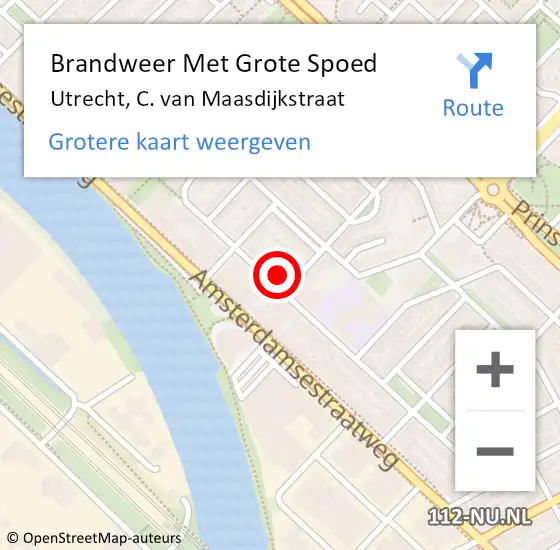 Locatie op kaart van de 112 melding: Brandweer Met Grote Spoed Naar Utrecht, C. van Maasdijkstraat op 1 januari 2023 06:11