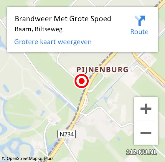 Locatie op kaart van de 112 melding: Brandweer Met Grote Spoed Naar Baarn, Biltseweg op 1 januari 2023 06:15