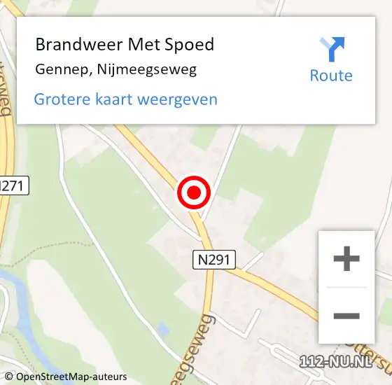 Locatie op kaart van de 112 melding: Brandweer Met Spoed Naar Gennep, Nijmeegseweg op 1 januari 2023 06:29