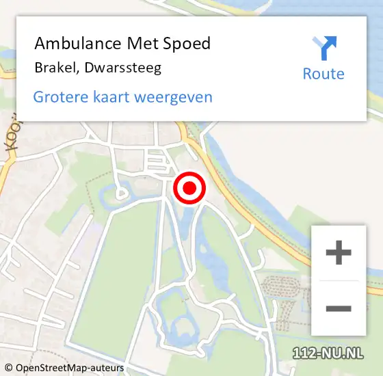 Locatie op kaart van de 112 melding: Ambulance Met Spoed Naar Brakel, Dwarssteeg op 1 januari 2023 06:34