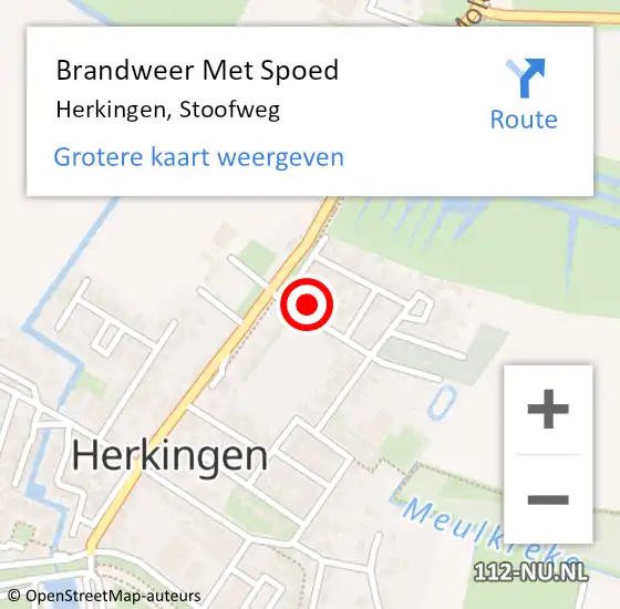 Locatie op kaart van de 112 melding: Brandweer Met Spoed Naar Herkingen, Stoofweg op 1 januari 2023 06:54