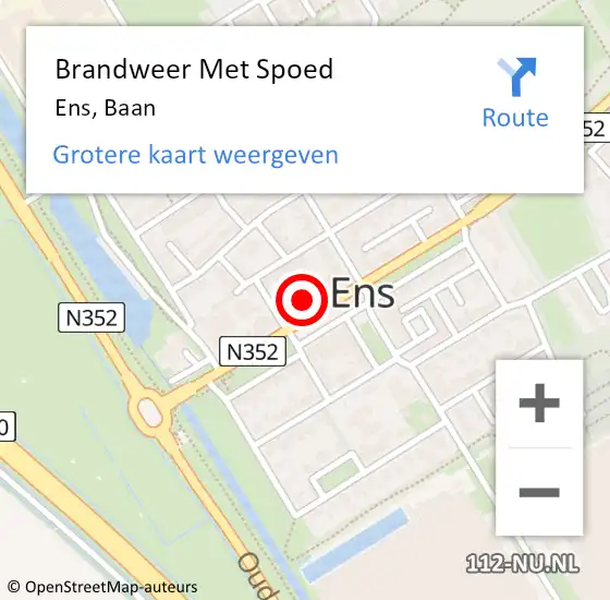 Locatie op kaart van de 112 melding: Brandweer Met Spoed Naar Ens, Baan op 1 januari 2023 07:09