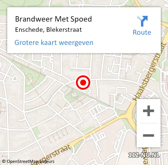 Locatie op kaart van de 112 melding: Brandweer Met Spoed Naar Enschede, Blekerstraat op 1 januari 2023 07:23