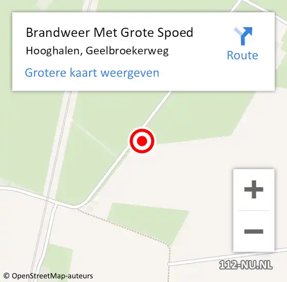 Locatie op kaart van de 112 melding: Brandweer Met Grote Spoed Naar Hooghalen, Geelbroekerweg op 1 januari 2023 07:23