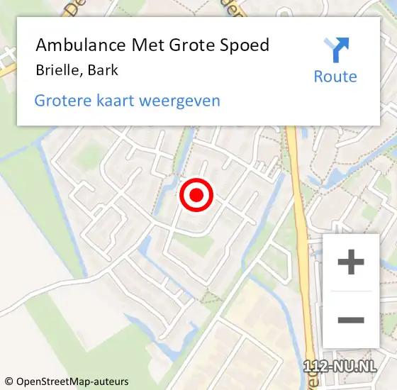 Locatie op kaart van de 112 melding: Ambulance Met Grote Spoed Naar Brielle, Bark op 1 januari 2023 07:25