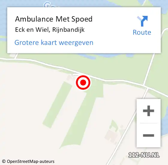 Locatie op kaart van de 112 melding: Ambulance Met Spoed Naar Eck en Wiel, Rijnbandijk op 1 januari 2023 07:38