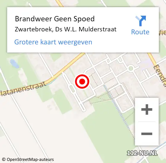 Locatie op kaart van de 112 melding: Brandweer Geen Spoed Naar Zwartebroek, Ds W.L. Mulderstraat op 1 januari 2023 08:10