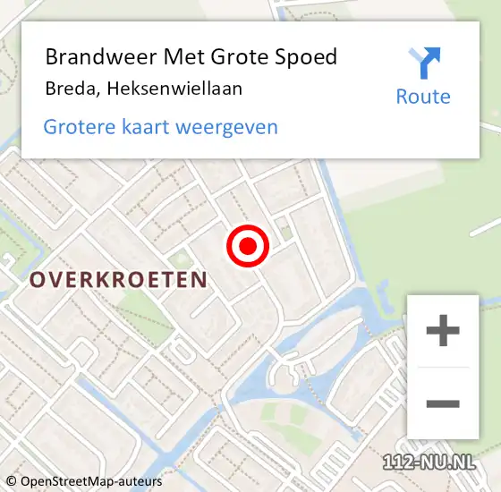 Locatie op kaart van de 112 melding: Brandweer Met Grote Spoed Naar Breda, Heksenwiellaan op 1 januari 2023 09:05