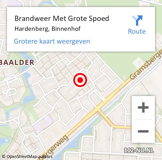 Locatie op kaart van de 112 melding: Brandweer Met Grote Spoed Naar Hardenberg, Binnenhof op 1 januari 2023 09:12