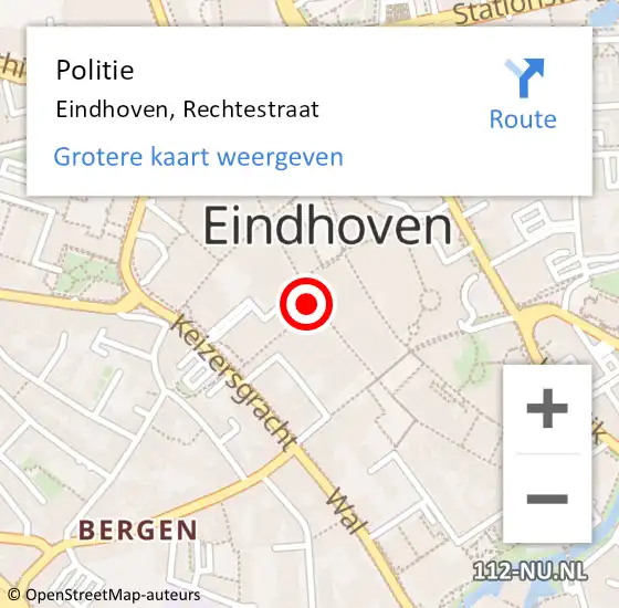 Locatie op kaart van de 112 melding: Politie Eindhoven, Rechtestraat op 1 januari 2023 09:37