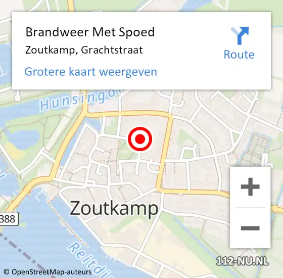 Locatie op kaart van de 112 melding: Brandweer Met Spoed Naar Zoutkamp, Grachtstraat op 1 januari 2023 09:39