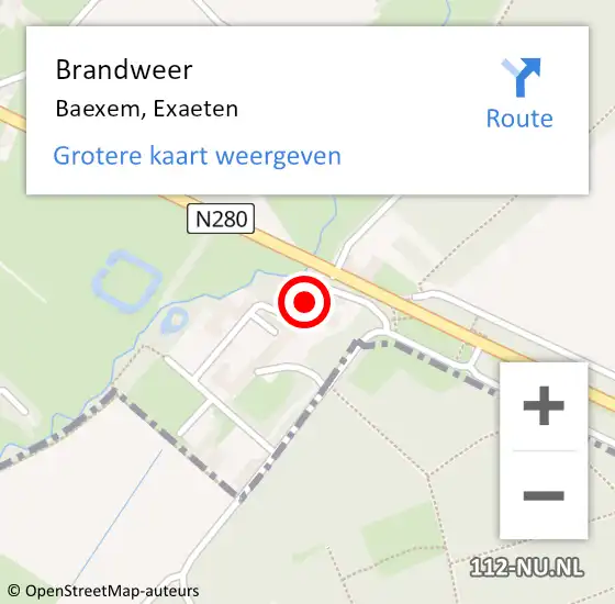 Locatie op kaart van de 112 melding: Brandweer Baexem, Exaeten op 11 oktober 2013 08:27