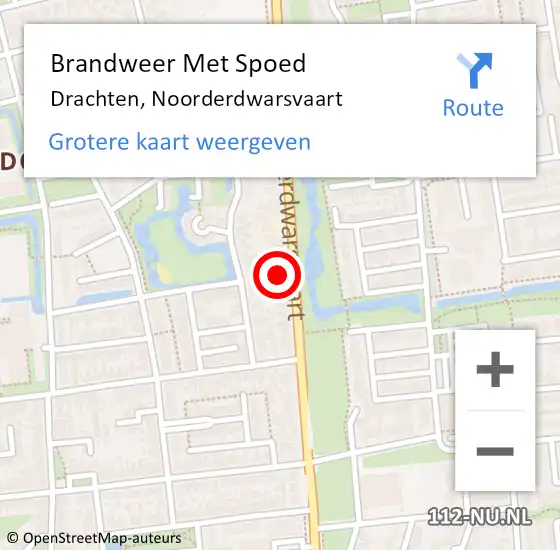 Locatie op kaart van de 112 melding: Brandweer Met Spoed Naar Drachten, Noorderdwarsvaart op 1 januari 2023 09:52