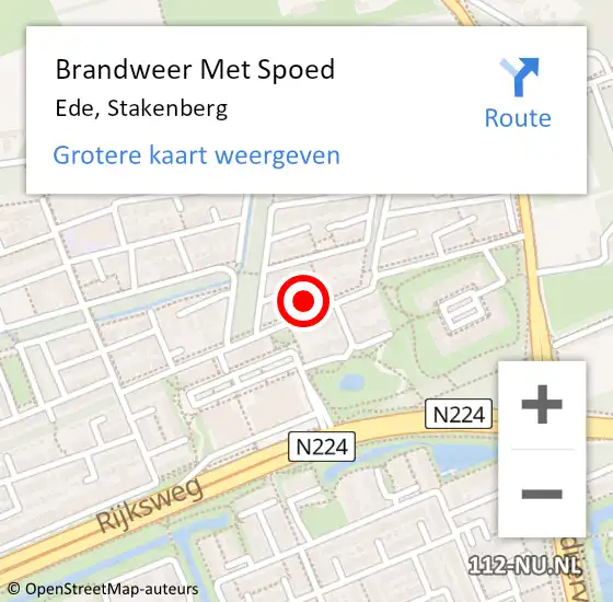 Locatie op kaart van de 112 melding: Brandweer Met Spoed Naar Ede, Stakenberg op 1 januari 2023 09:52