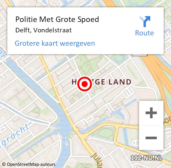 Locatie op kaart van de 112 melding: Politie Met Grote Spoed Naar Delft, Vondelstraat op 1 januari 2023 10:38