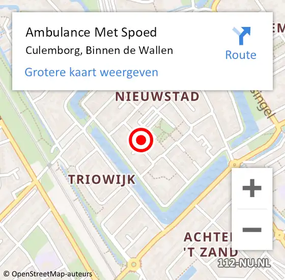 Locatie op kaart van de 112 melding: Ambulance Met Spoed Naar Culemborg, Binnen de Wallen op 1 januari 2023 10:43