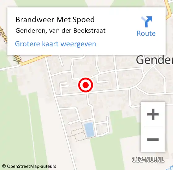 Locatie op kaart van de 112 melding: Brandweer Met Spoed Naar Genderen, van der Beekstraat op 1 januari 2023 10:58