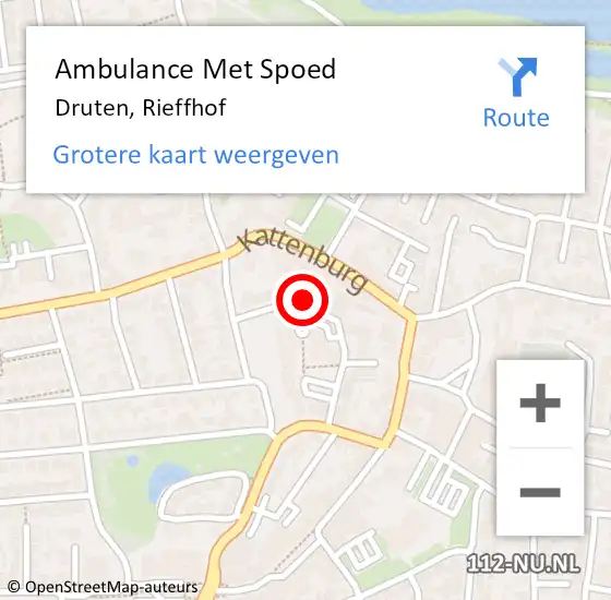 Locatie op kaart van de 112 melding: Ambulance Met Spoed Naar Druten, Rieffhof op 1 januari 2023 10:58