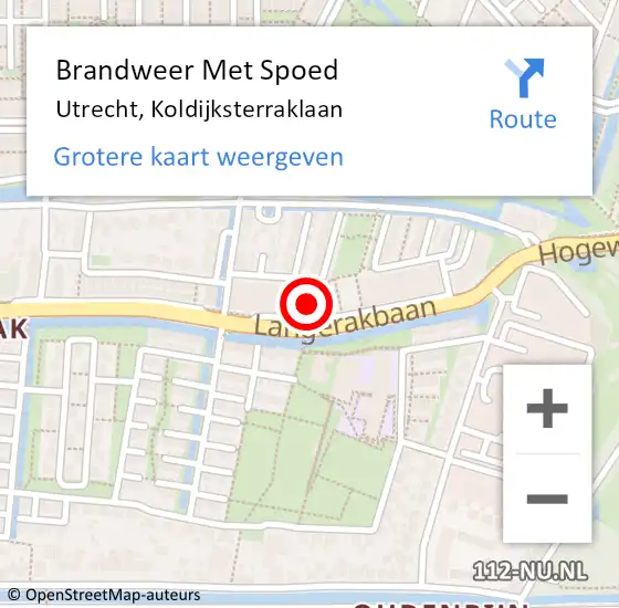 Locatie op kaart van de 112 melding: Brandweer Met Spoed Naar Utrecht, Koldijksterraklaan op 1 januari 2023 11:05