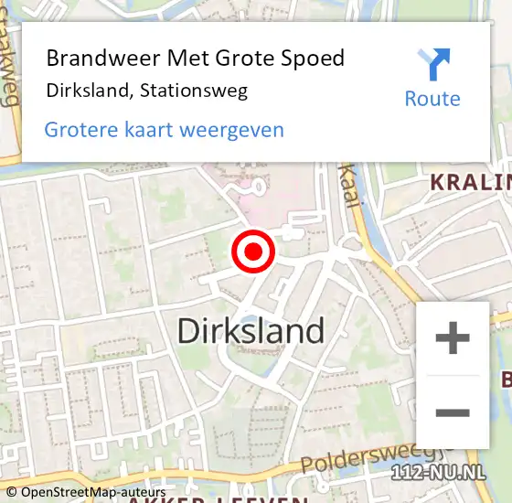 Locatie op kaart van de 112 melding: Brandweer Met Grote Spoed Naar Dirksland, Stationsweg op 1 januari 2023 11:10