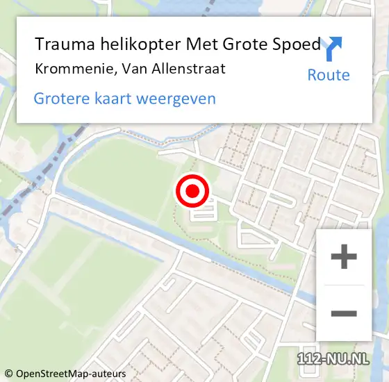 Locatie op kaart van de 112 melding: Trauma helikopter Met Grote Spoed Naar Krommenie, Van Allenstraat op 1 januari 2023 11:13