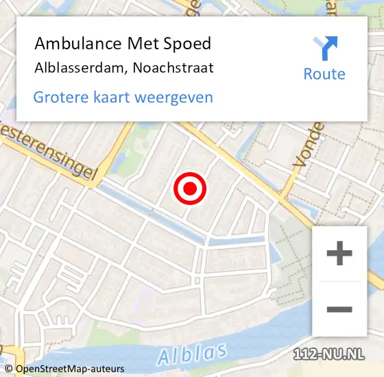 Locatie op kaart van de 112 melding: Ambulance Met Spoed Naar Alblasserdam, Noachstraat op 1 januari 2023 11:16