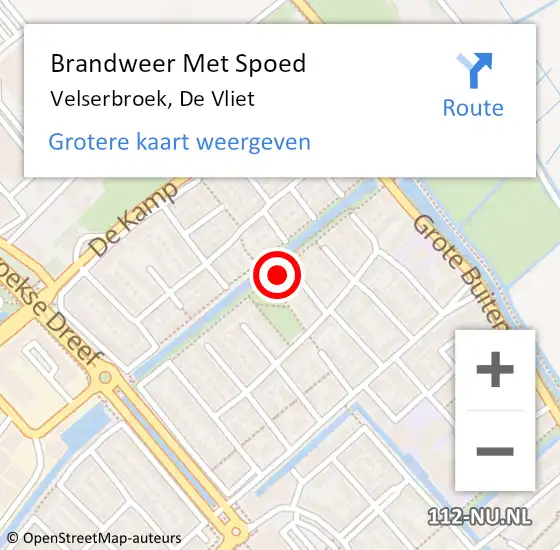 Locatie op kaart van de 112 melding: Brandweer Met Spoed Naar Velserbroek, De Vliet op 1 januari 2023 11:20