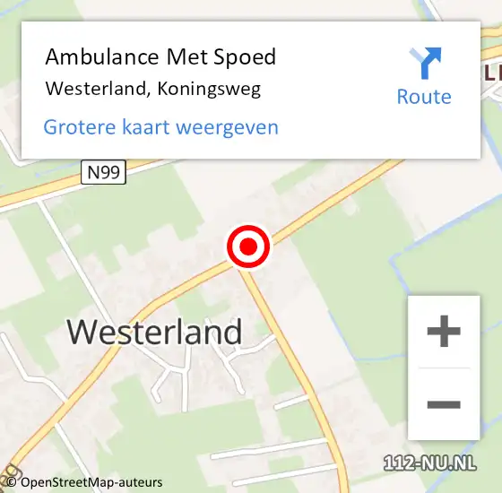 Locatie op kaart van de 112 melding: Ambulance Met Spoed Naar Westerland, Koningsweg op 1 januari 2023 11:29