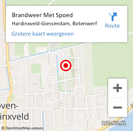 Locatie op kaart van de 112 melding: Brandweer Met Spoed Naar Hardinxveld-Giessendam, Botenwerf op 1 januari 2023 11:48