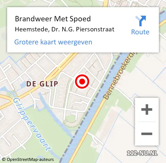 Locatie op kaart van de 112 melding: Brandweer Met Spoed Naar Heemstede, Dr. N.G. Piersonstraat op 1 januari 2023 11:50