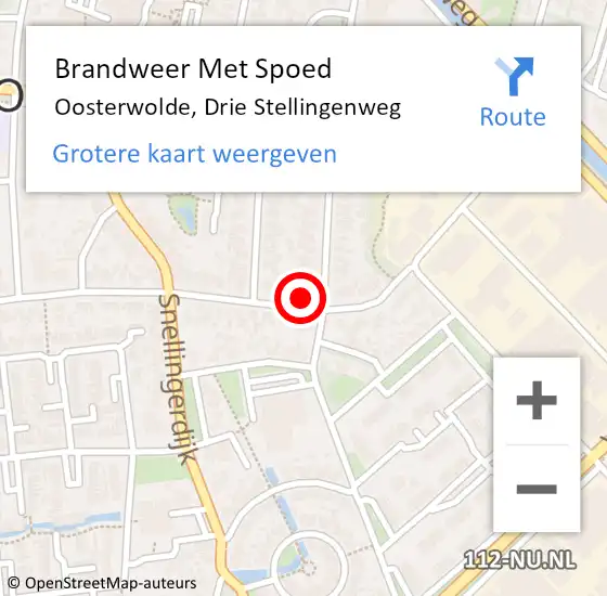 Locatie op kaart van de 112 melding: Brandweer Met Spoed Naar Oosterwolde, Drie Stellingenweg op 1 januari 2023 12:06