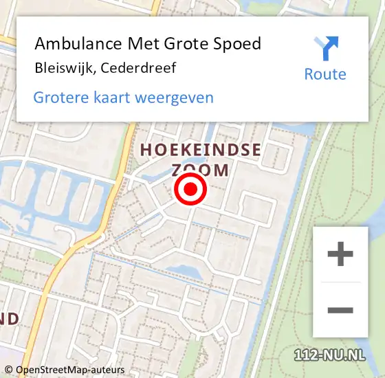 Locatie op kaart van de 112 melding: Ambulance Met Grote Spoed Naar Bleiswijk, Cederdreef op 1 januari 2023 12:43