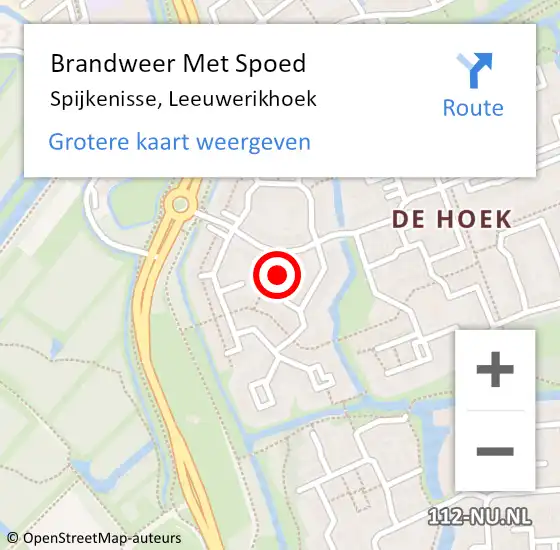 Locatie op kaart van de 112 melding: Brandweer Met Spoed Naar Spijkenisse, Leeuwerikhoek op 1 januari 2023 13:00